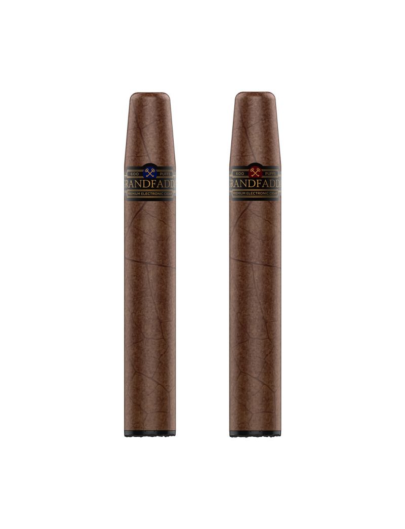 VPR Grandfadda Bundle – 2× Premium Einweg-E-Zigarre, 600 Züge, USB-C-Ladeanschluss, 400-mAh-Akku – "Domingo Tobacco" & "Caribbean Tobacco" Aromen, 2,0 ml